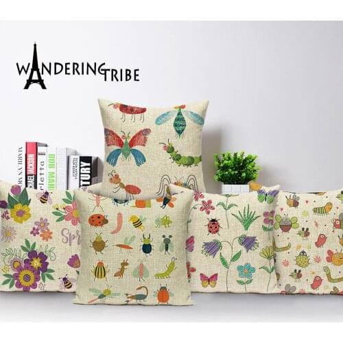 Animal Insect Spring Pillow Covers Multicolor Farmhouse Home Cushion Covers For Sofa Bee Cushions For Living Room Bed Decor