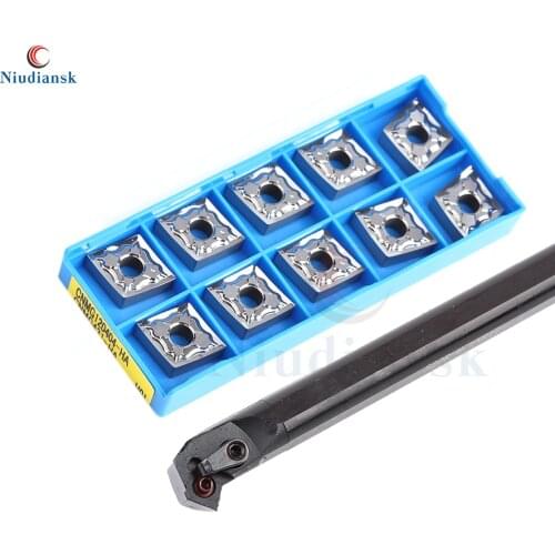 1pc S20R-MCWNR12 Inner Hole Turning Tool Holder S25S-MCWNR12 MCWNL + 10pcs CNMG1204 Internal Carbide Inserts CNC Lathe Tools Set