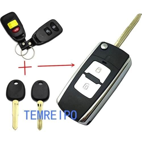 10pcs/lot Replacement car key for Hyundai tucson 2+1 button folding remote key blank shell fobs