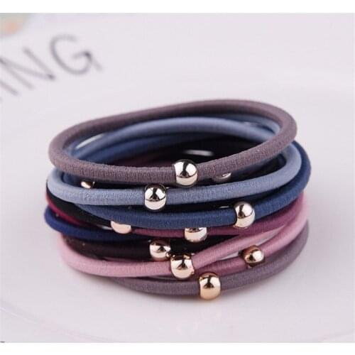 10PCS/Lot Women Basic Colorful Golden Ball Elastic Hair Bands Ponytail Holder Lady Rubber Bands Tie Gum For Hair Accessories