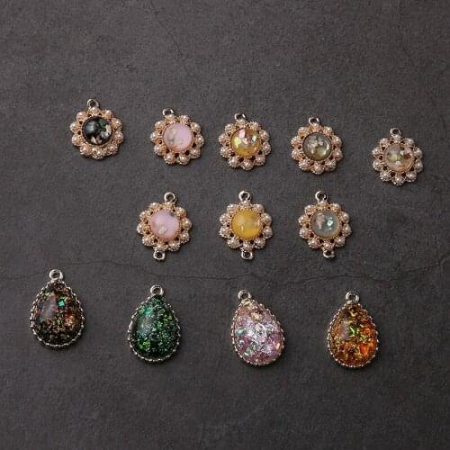 10pcs New Design Retro Alloy Bottom Gold Foil Water Drop Beads Pendants Earrings For Women Vintage Diy Ear Jewelry Accessories