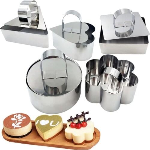 10 Pcs/Set Stainless Steel Cake Ring 3 X 3 Inch Square Dessert Mousse Mold with Pusher Lifter Cooking Rings