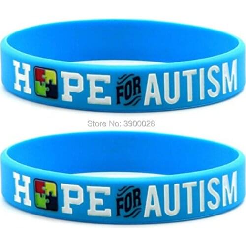 100pcs medical alert Autism Awareness silicone rubber bracelet wristband shipping