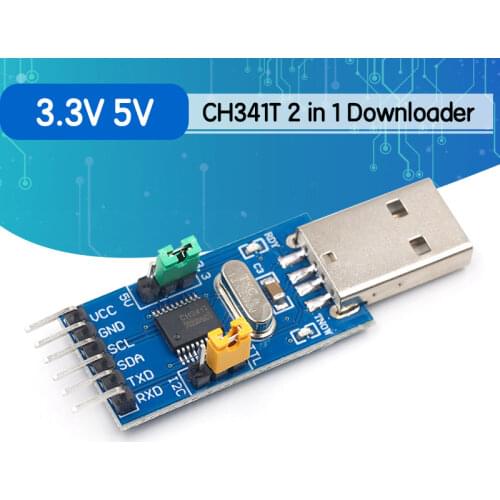 CH341T 2 in 1 module 3.3V 5V USB to I2C IIC UART USB to TTL single-chip serial port downloader