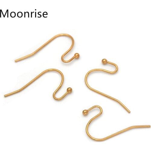 30Pcs Vacuum Plating Gold French Hook Ball Dot Earwires 20x12mm Stainless Steel Dangle Earring Wires Findings