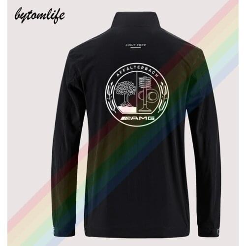 Amg Affalterbach Logo Slim Sport Jacket Mens Street Windbreaker Zipper Thin Jacket Mens Casual Back Printing Jacket Asian Size