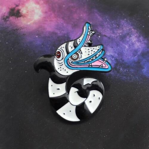 Evil Creature Brooch Rattlesnake Mouth Cherish Baby Snake Enamel Pin Denim Leather Cool Badge Accessories Friends Party Jewelry