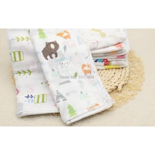 DHL 1000pcs Baby 31*31cm Bath Towels Cotton Gauze Flower Print New Born Baby Towels Soft Water Absorption Baby Care Towel