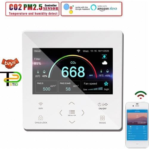 Modbus RS485 EU WIFI TUYA House Gas Detector CO2&PM2.5 Module Control for Temperature Humidity Sensor 0-10V PWM AC Fan Output