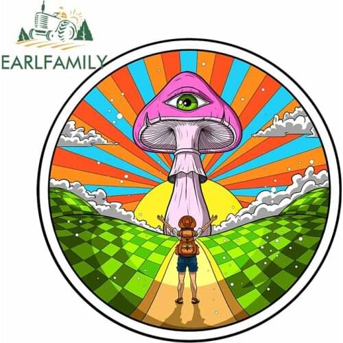 EARLFAMILY 13cm x 12.8cm for Hippie Magic Mushrooms Decal Motorcycle Personality Car Stickers Windshield Cartoon Vinyl Car Wrap