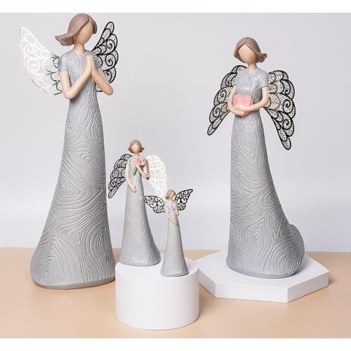 European Angel Ornaments Resin Girl Figurine Warm Family Decorations Modern Home Decoration Bedroom Decoration Mothers Day Gift