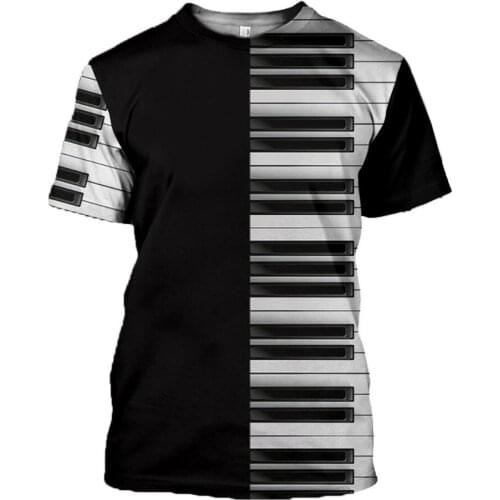Printed Piano music 3d t shirts tshirt tees summer funny Harajuku short sleeve Musical instrument streetwear