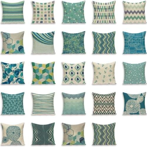 Geometric Cushion over Blue Cushions Home Sofa Decor Custom Linen Pillow covers Stripe Cushion covers Outdoor Pillowcase