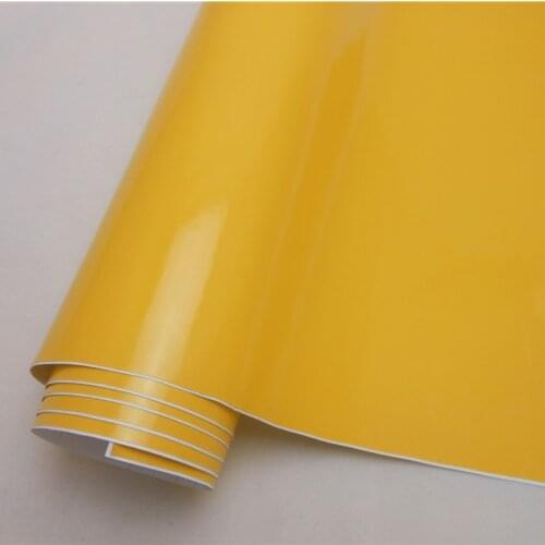 Glossy Yellow Vinyl Wrap Film Vehicle Wrapping Film Bubble Free Car Decal Bike Phone Console Skin