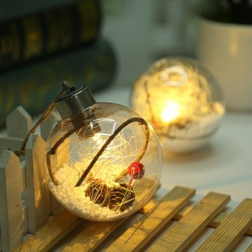 Hot LED Christmas Ball Transparent Balls Ornaments DIY Craft Plastic Xmas Ball Toys Baubles Christmas Tree funny gift for kids