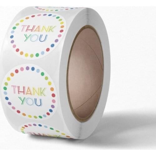 J008 2.5cm Circle Thankyou Adhesive Sticker 1 Inch Size Label White Coated Paper Adhesive Sticker For Your Small Business