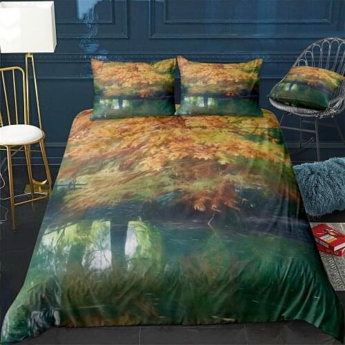 Autumn Reflection On River Quilt Cover Pillowcase 3Piece Comforter Bedding Set With Pillow Case Single Double Duvet Cover