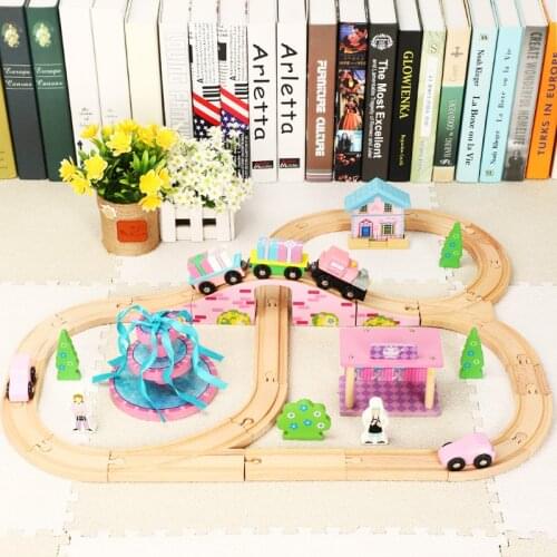 Electric Train Toy Blocks Rails Train Wood Model Railway Wooden Trains Building Blocks Track Magic RC Trains Set Wooden Railway