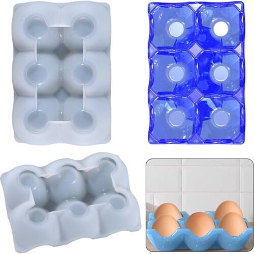 6-compartment egg storage box silicone mold crystal epoxy resin for Egg Tray Holder Kitchen Decoration craft art
