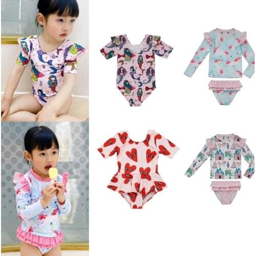 Baby Girls Swimwear Kids Girl One Piece Swimsuit RYB Summer Cute Print Toddler Sisters Bikinis maillot de bain fille Beach Wear