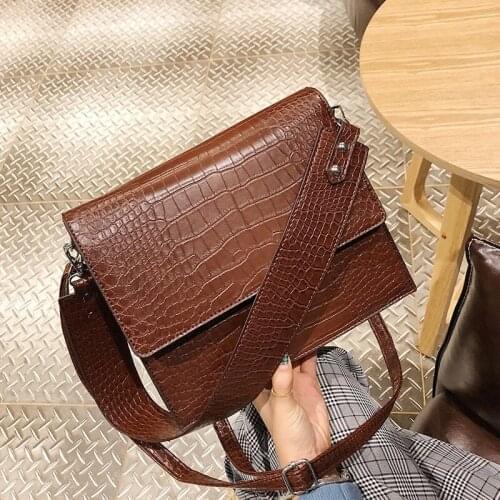 Retro small bag women new Korean version of the crocodile pattern small square bag ladies shoulder bag messenger bag casual bag
