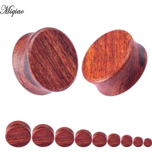 Miqiao 2 Pcs Retro Human Body Piercing Jewelry New Round Red Sandalwood Natural Wood Auricle All-match 8mm-25mm