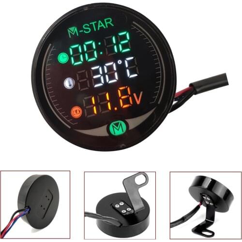 Motorcycle Voltmeter Time Temperature LED 3-in-1 LED Digital Voltage Meter For Kawasaki zx 10r zx10 r zzr 600 zxr 400 zx 6r