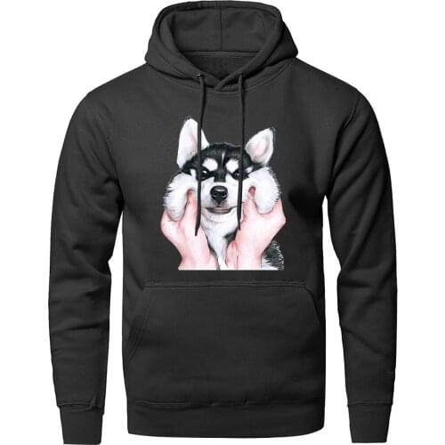 Men fashion hooded drawstring hoodies 2020 spring autumn dog print slim fit swetshirts pullover casual outwear male clothings