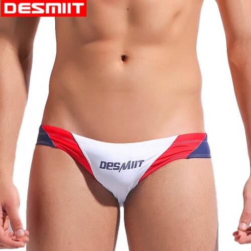 Desmiit Mens Swim Briefs Sexy Gay Swimwear Bikini Swim Trunks Men Swimsuit Low rise Patchwork Drainage Line Bathing Shorts Sunga