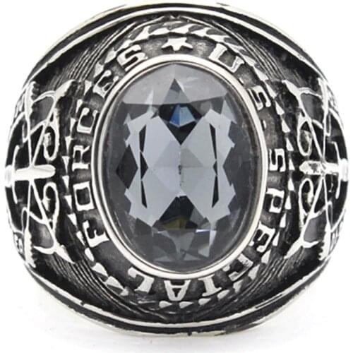 Men`s Stainless Steel United Stated US Army Special Force Military Ring