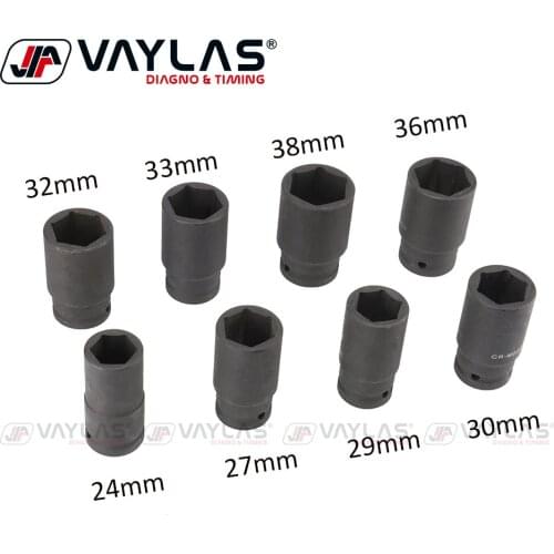 8Pcs Hexagon Socket 3/4" Square Drive Wrench Drive Deep Impact Sleeve Set Heavy Garage Tools Set