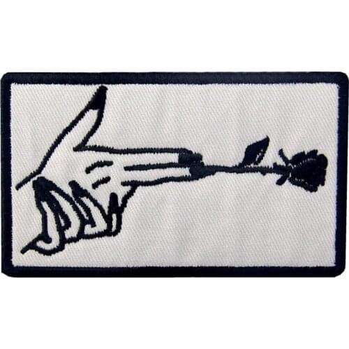 Finger Flower Gun Premium Patches for Clothing Classic Vintage Embroidery Patch Sewing Jean Jacket Backpack Bag Hat Cupid Love