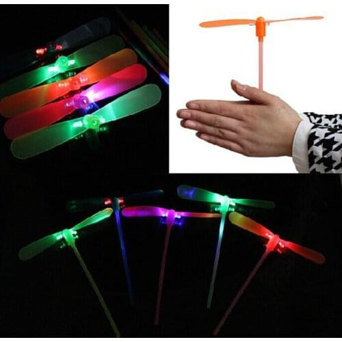 5pcs Novelty flying saucer glow bamboo dragonfly flying luminous toys small night light childrens kids toys birthday gift