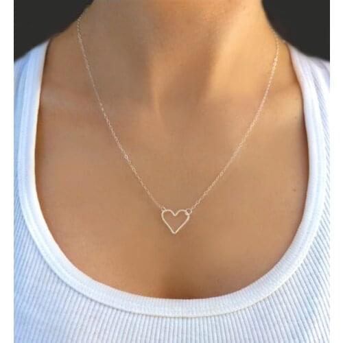 Sweet and affordable women Tiny Heart Small Sideways Heart Necklaces & Pendants for girl Valentines Day SanLan