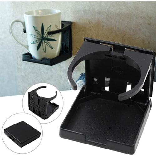 Marine Boat Yacht Cup Holder Black Plastic Adjustable Folding Drink Holder