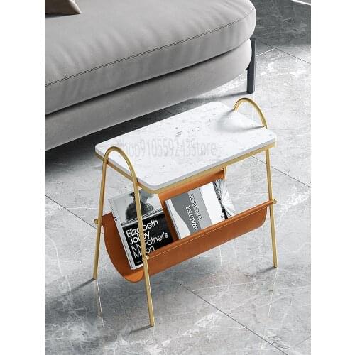 Italian Minimalist Design Marble Side Table Sofa Small Side Table Living Room Balcony Marble Corner Side Table Light Luxury
