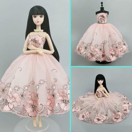 Floral Ballet Dress For Barbie Doll Outfits 1/6 Dolls Accessories Dancing Costume 3-layer Skirt Rhinestone Party Gown Clothes