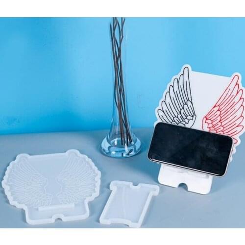 DIY Epoxy Resin Mould Wings Mobile Phone Holder Mold DIY Cellphone Bracket Holder Silicone Mold Crafts Making Tool