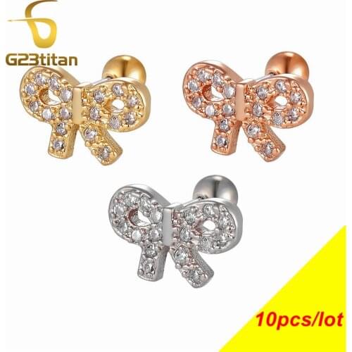Wholesale 16G Ear Cartilage Earrings Crystal Butterfly Ear Tragus Piercing Ring Women Body Piercings Jewelry