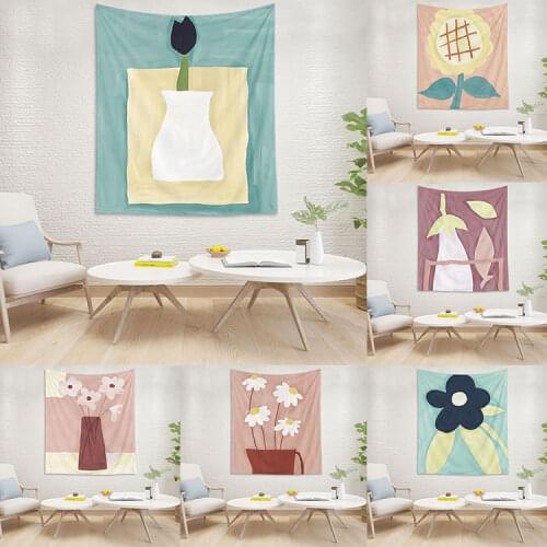 Nordic Ins Tapestry Wall Hanging Bedroom Cartoon Star Moon Flower Tapestry Home Background Carpet Dorm Apartment Decoration