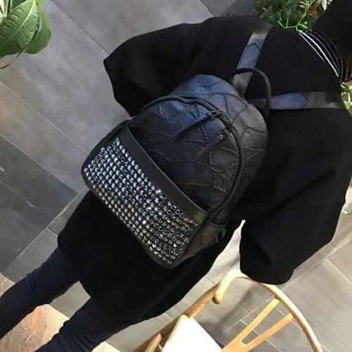 Students Girls Big Capacity Backpack Pu Leather Sequins Bagpack Womens Softshell Travel Backpack Casual Schoolbag Satchel Bag