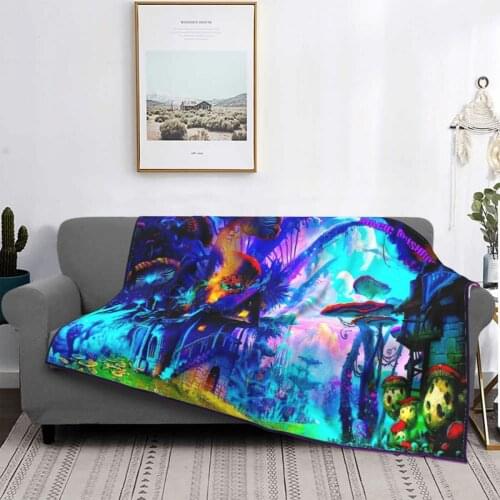 Magic Psychedelic Mushroom Abstract Psychedelic Blanket Coral Fleece Plush Printed Fantasy Soft Throw Blankets for Bed Couch