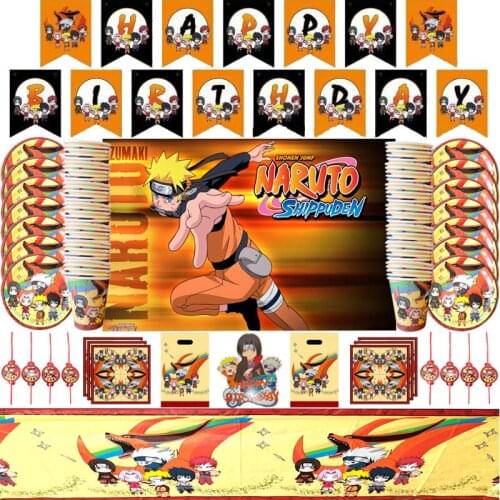 Japan Anime Theme Party Decoration Uzumaki Uchiha Sasuke Hatake Kakashi Disposable Tableware Paper Cup Plate Baby Shower Supplie