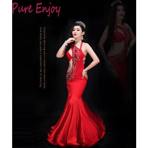 Women luxury Belly Dance Dress Hand Made Bra Long Skirt For Girls Belly Dance Stage Suit Lady Dance Competition Set