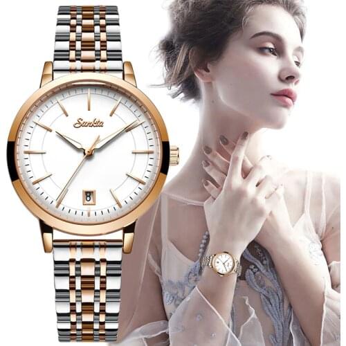 2020 NEW Famous Brand SUNKTA Fashion Luxury Steel Metal band Rose gold Bracelet watch for Women Gift Dress Watches reloj mujer