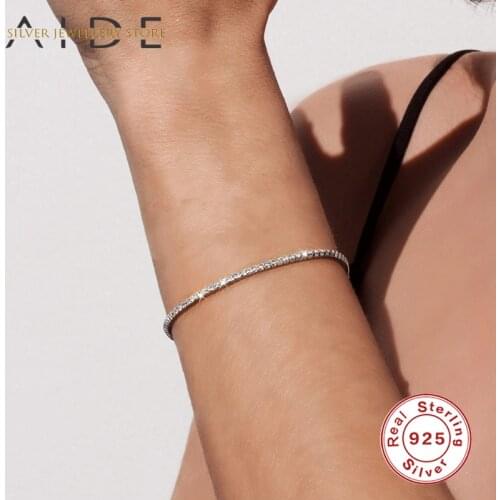 AIDE Luxury 925 Sterling Silver Bracelets Zircon Tennis Bracelet for Women Wedding Party Fine Jewelry Gift pulseras mujer