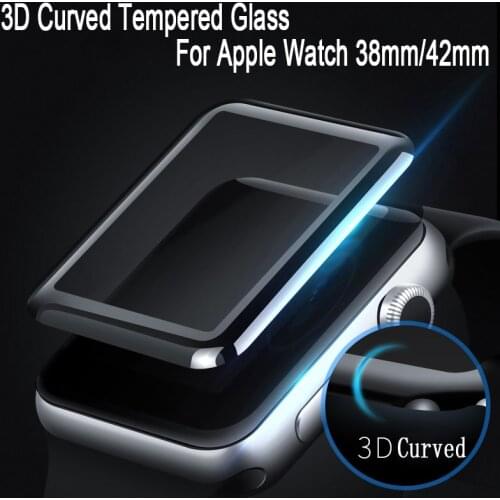 Sinzean 100pcs/lot For Apple watch (38mm/42mm/40mm/44mm) 3D curved tempered glass screeen protector with retail package