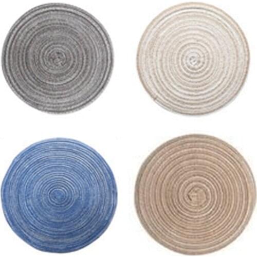 4Pcs/Set Round Ramie Insulation Pad Solid Placemats Linen Non Slip Table Mats Kitchen Accessories Decoration Pad Coaster