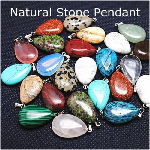 5pcs nature stone pendant blue howlite quartzs opal jasperr jadee crystal size 15x24mm charms jewelry pendant dropwater