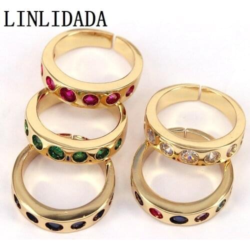 8Pcs New Hot Rings For Women Colorful Color Crystal Zircon Fashion Round Geometric Rings New Party Jewelry